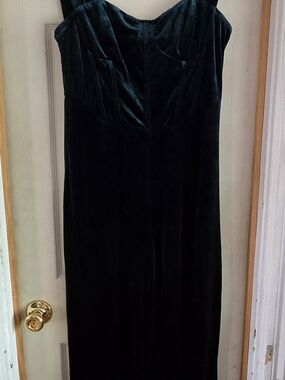 Cider Emerald Green Velvet Maxi Jumpsuit
